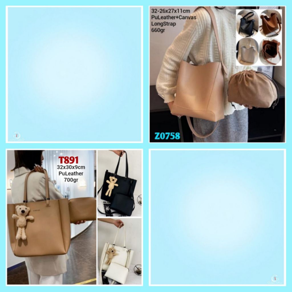 Gij. Tas Wanita Selempang Bahu Tas 2in1 TOTE SHOPPER BUCKET HOBO BAG Slingbag Shoulderbag   Z0758 K9