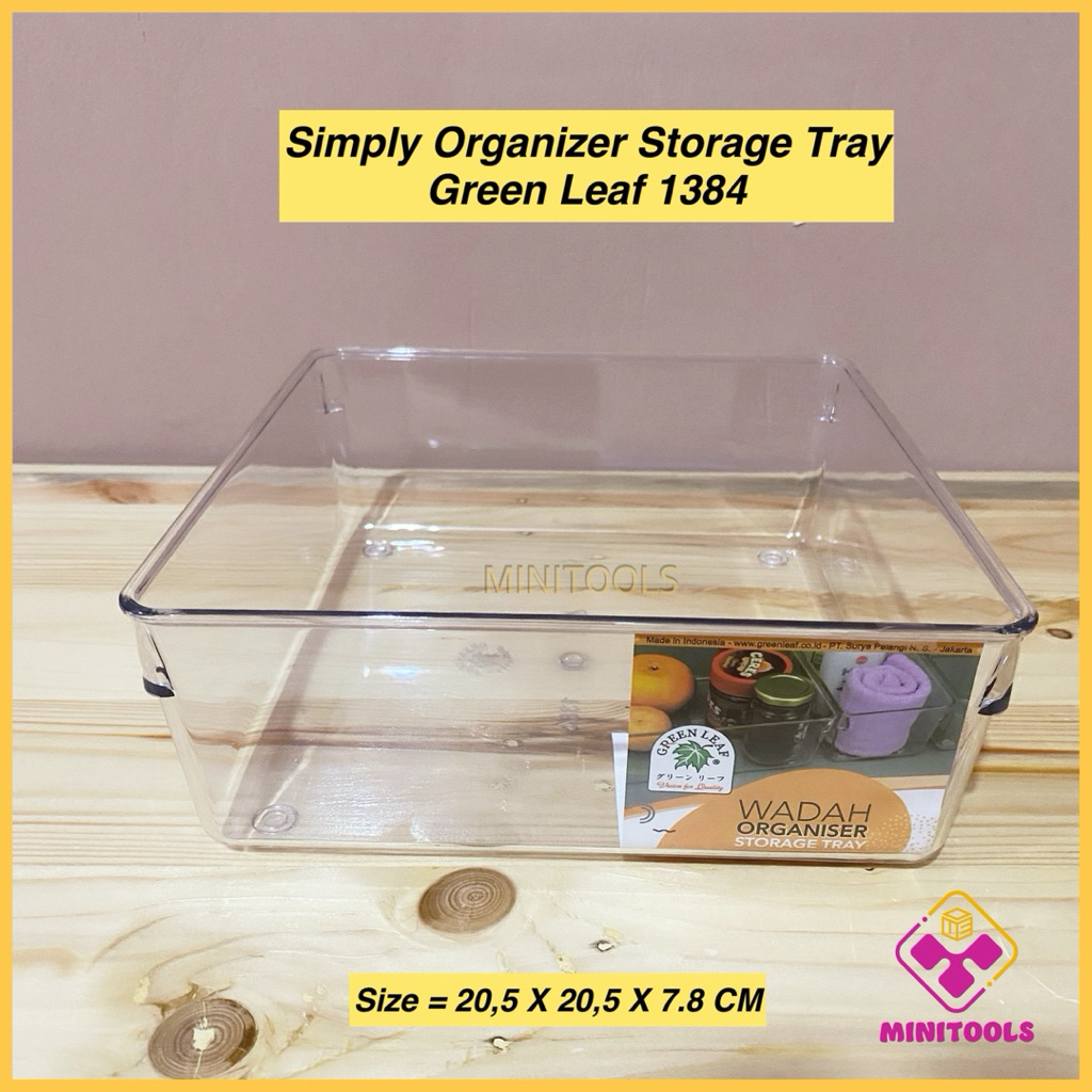 Kotak Penyimpanan Kulkas / Wadah Serbaguna Acrilic / Green Leaf 1384