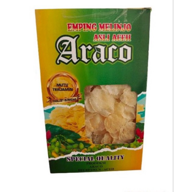 

Emping Melinjo Aceh Terlaris cap Dua martil diproduksi oleh araco