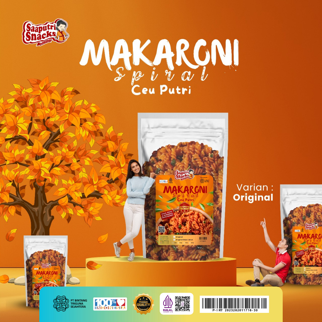 

[SAAPUTRI SNACKS] Makaroni Spiral Original Daun Jeruk - Cemilan Kemasan 100gr dan 180gr