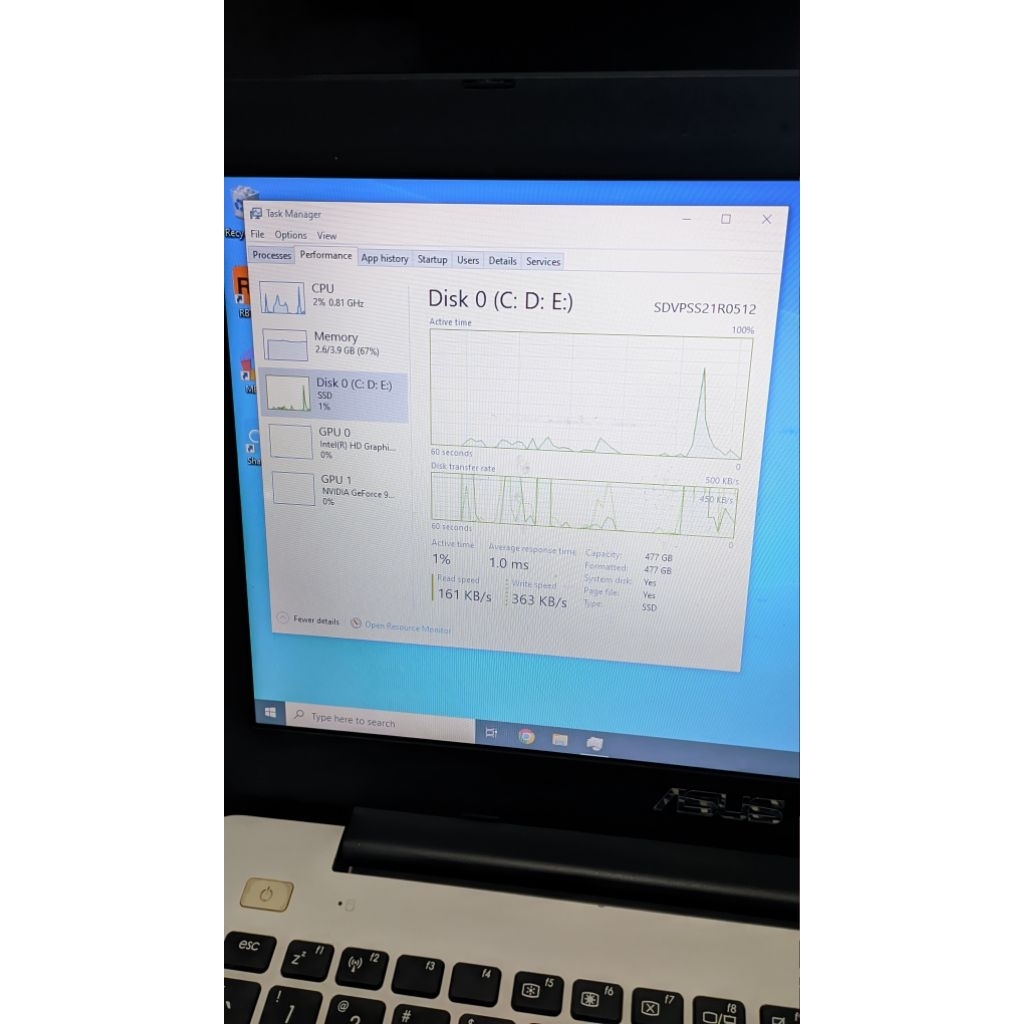 ASUS 455LF NVIDIA 930M kondisi tempur
