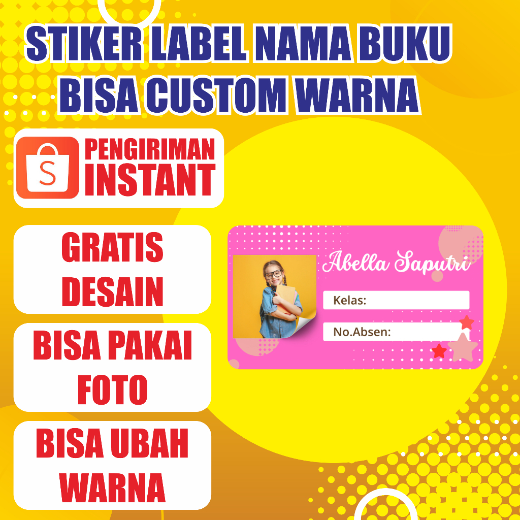

STIKER LABEL NAMA BUKU CUSTOM WARNA DAN FOTO
