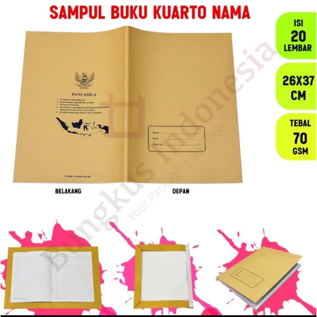 

Sampul Buku Coklat ukuran kwarto 1 pack (20 lembar)..
