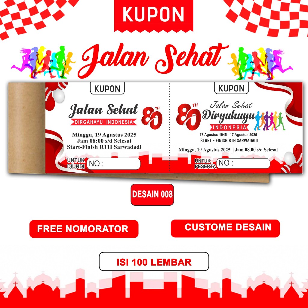 

Kupon jalansehat 17 agustus, Kupon jalan sehat, Kupon undian, kupon custom, Kupon 17 agustus, Kupon undian jalan sehat, kupon doorprize, jalan sehat, kupon undian, Kupon agustusan