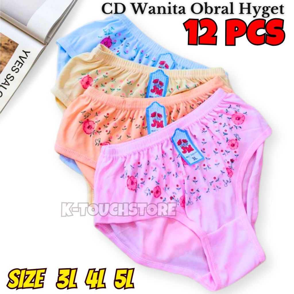 Celana Dalam Grosir 12 pcs / CD Wanita Motif Bunga Kartika