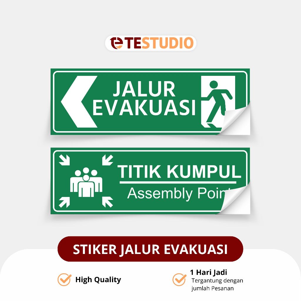 

Stiker Jalur Evakuasi Rambu Tanda Sign Titik Kumpul Label Sticker Assembly Point K3 Safety Keamanan