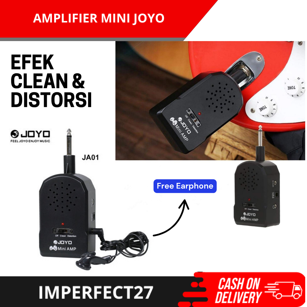 AMP Ampli Gitar Joyo – Efek Distorsi & Clean untuk Gitar Akustik, Elektrik & Bass Suara Mantap