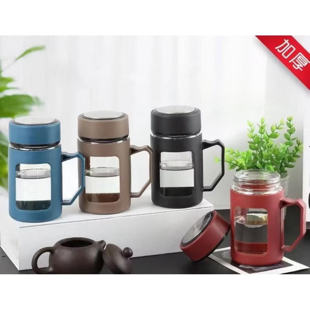 DM GELAS KACA GAGANG GELAS MUG GELAS TUMBLER 450ML KEMAS BOX