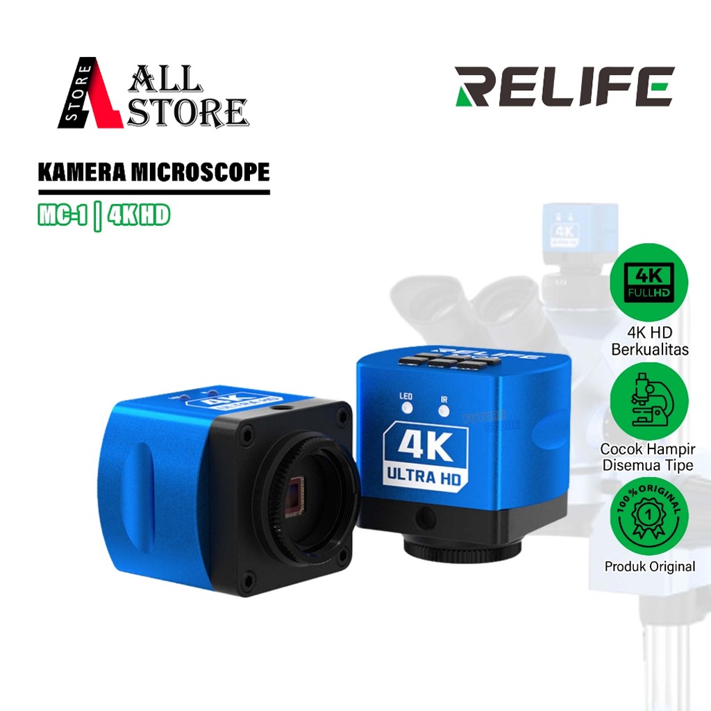 RELIFE MC1 4K FOR CAMERA  MICROSCOPE HD TRINOCULAR ORIGINAL - KAMERA MIKROSKOP MICROSCOPE 4K HD - KA