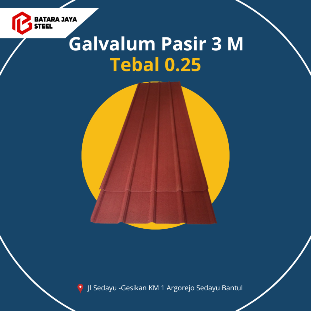 Galvalum/Spandek Pasir Merah tebal 0,25 3M, 4M, 5M, 6M, 7M