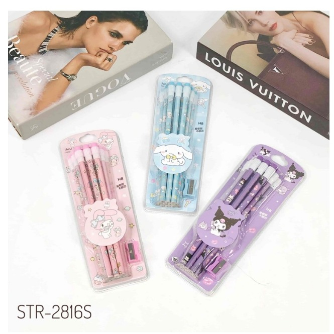 

Pensil Serut Sanrio+ Penghapus BONUS RAUTAN / Pensil Tulis / Pencil / Alat Tulis (1 SET ISI 12 BUAH PENSIL)