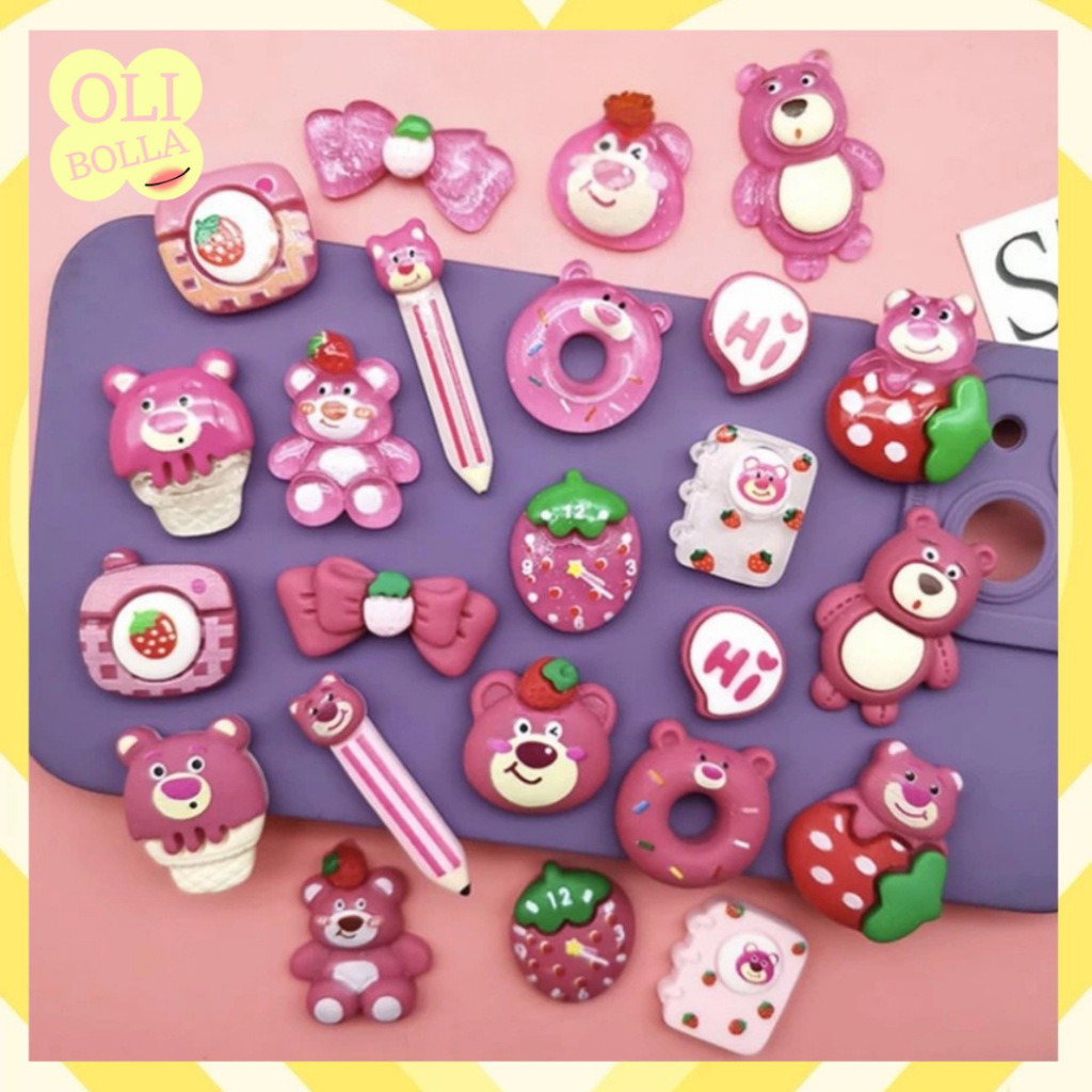 

Stiker 3D Resin Clay Motif Lotso Pink Aksesoris DIY Untuk Case HP Botol Minum Lucu Aesthetic