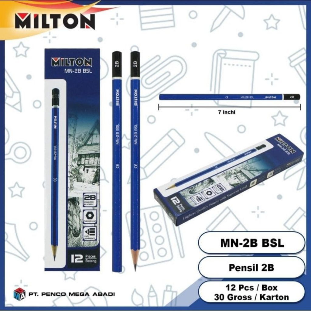 

PENSIL 2B MILTON 1 Kotak Isi 12 Pcs