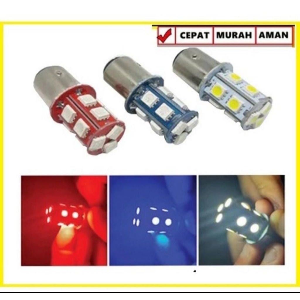 Lampu Rem Bohlam Stop LED 13 Mata Flash AC/DC Universal