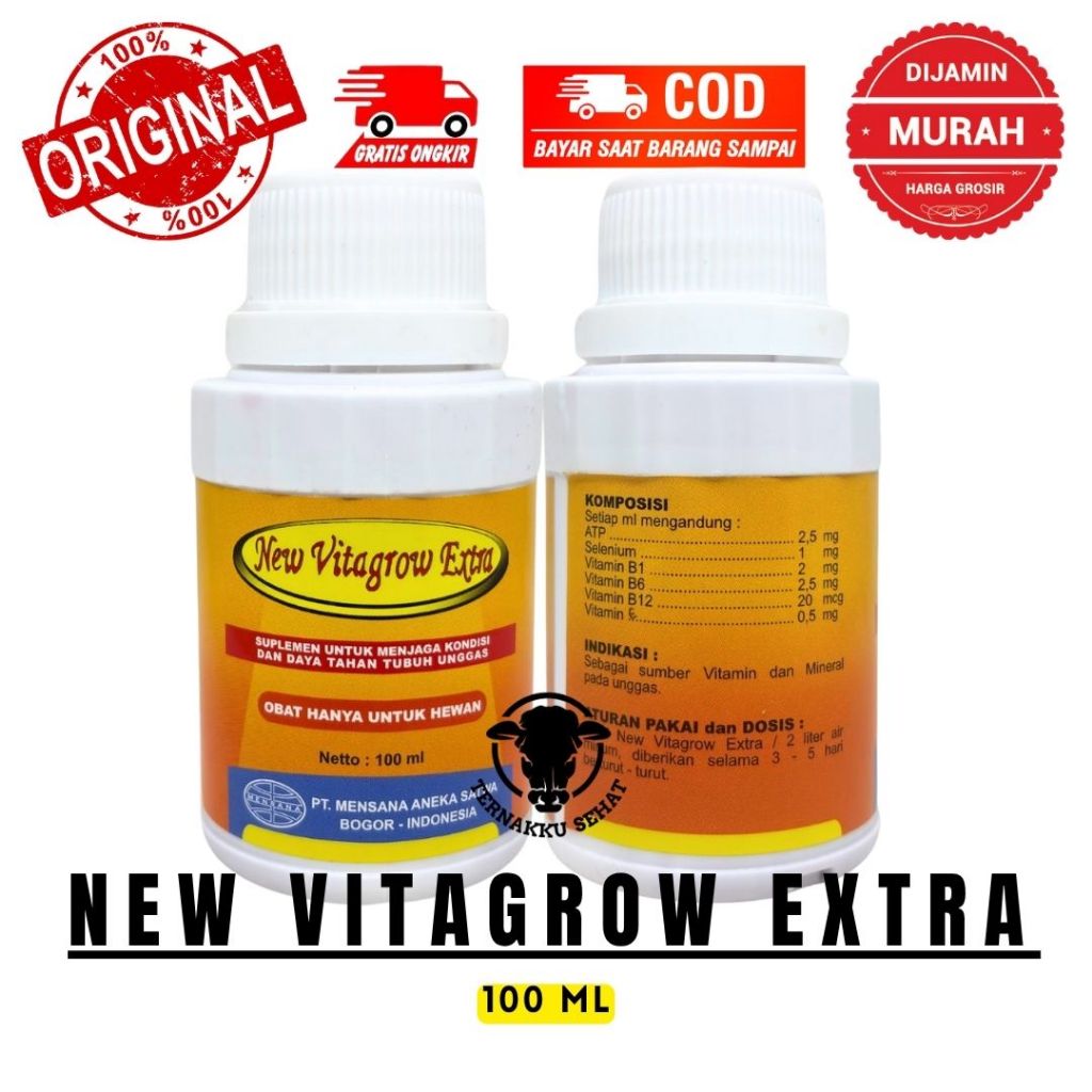 NEW VITAGROW EXTRA 100 ml - Mensana - ATP Vitamin Mineral Pertumbuhan Ayam Unggas
