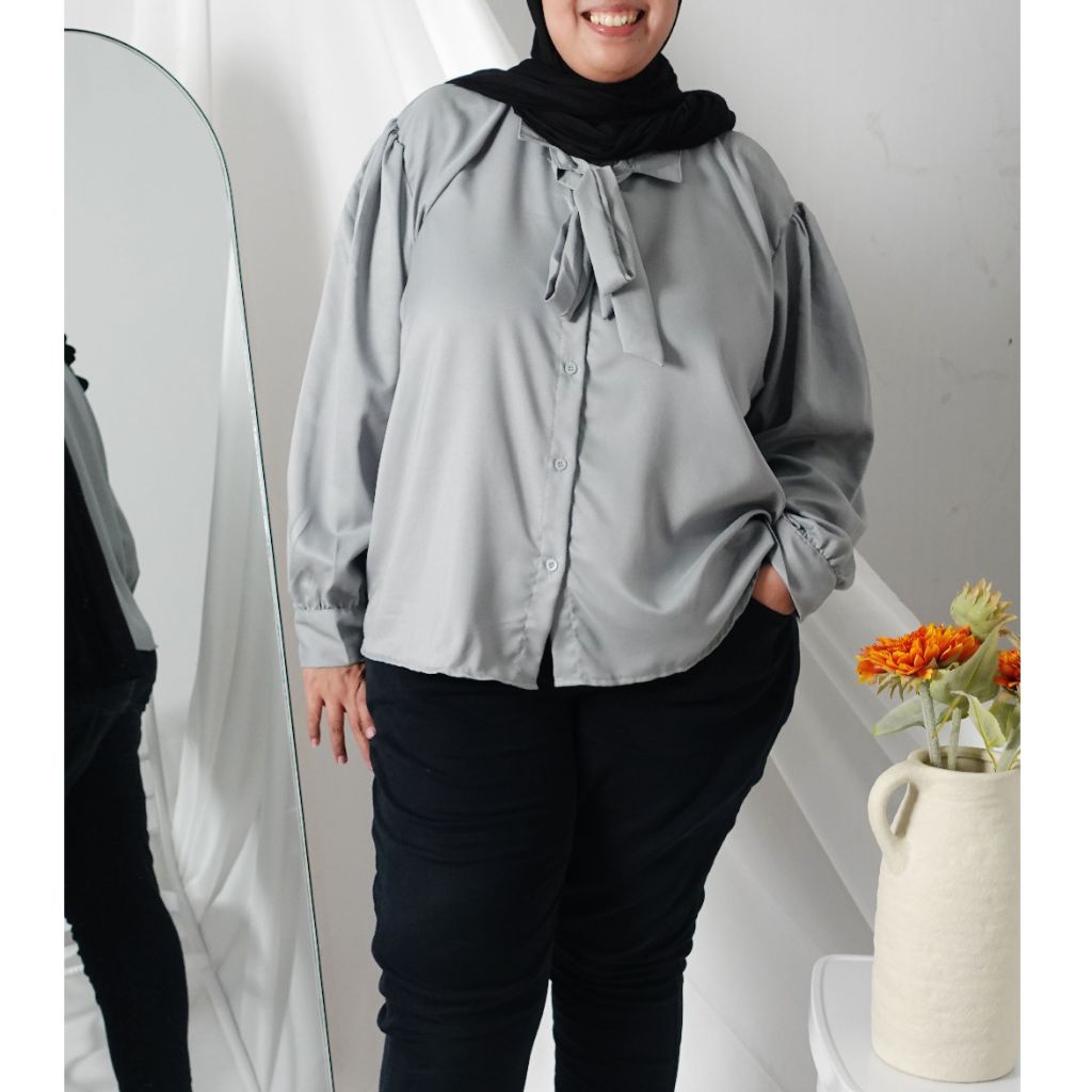 Blouse Top Kemeja Wanita Jumbo Big Size LD140 / Kemeja Korea Kemeja Kerja LD 140 (Dami Blouse)