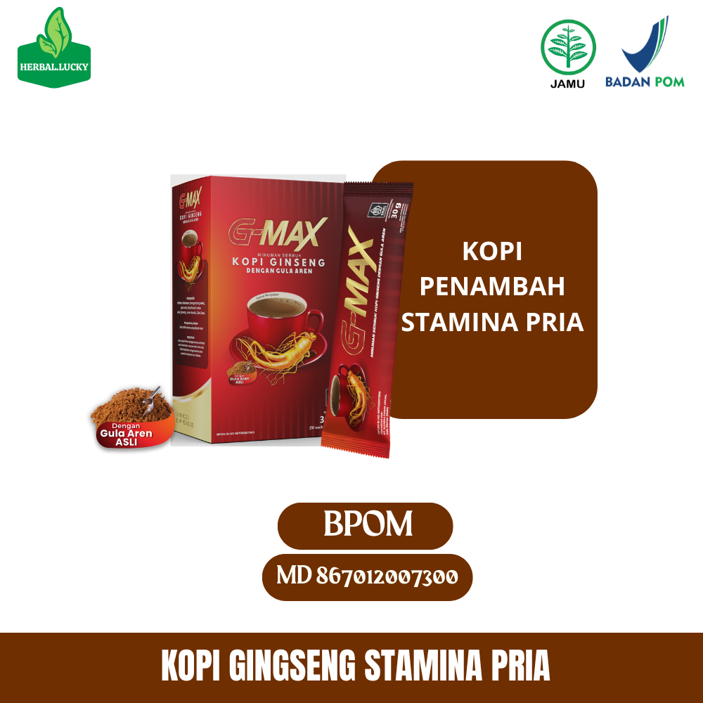 

G-MAX Kopi Kekuatan Alami dari Ginseng Asli ( 1 BOX Isi 10 Sachet )
