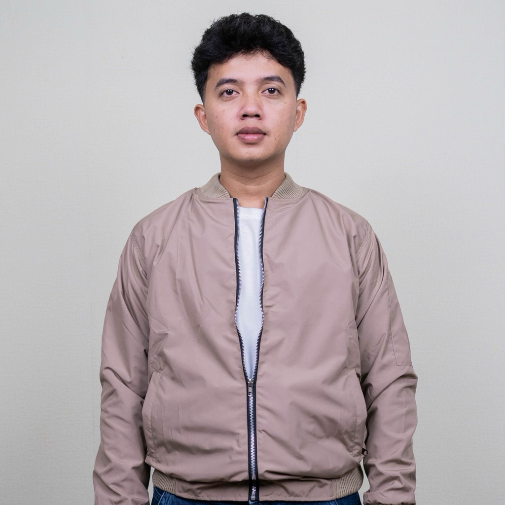 jaket bomber pria cream original