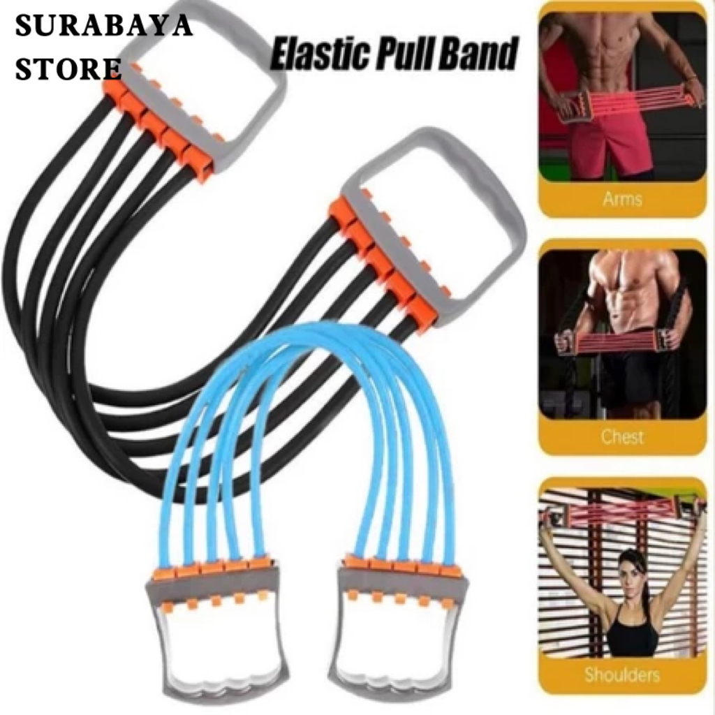 KUCA/Resistance Band/Chest Expander Rubber /Adjustable /Lima pipa Chest Expander/ Gym Alat Olahraga