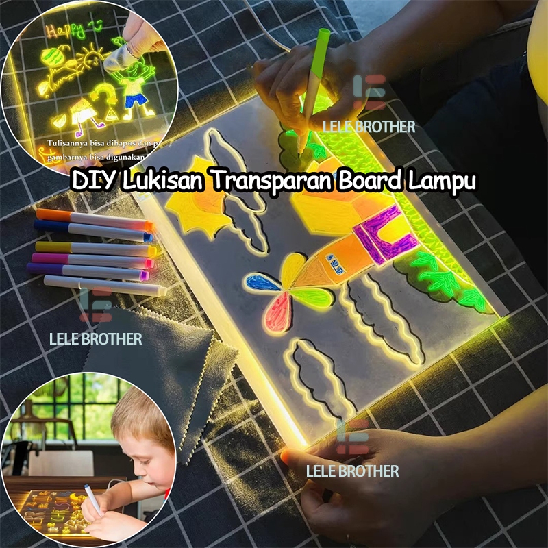 

LELE DIY Papan LED Cahaya Transparan/Mainan Anak Lampu Papan LED/Acrylic Message（Dapat dihapus）