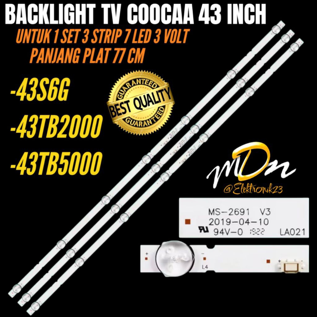 BACKLIGHT TV LED COOCAA 43 INCH 43TB2000-43TB2000- 43S6G BACKLIGHT TV COOCAA