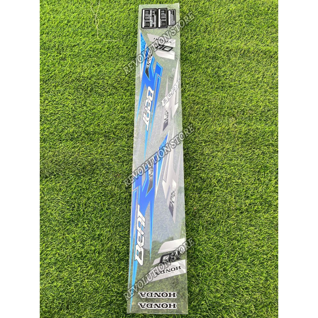 Striping stiker transparan Honda beat karbu model grafish biru candy (bahan maxdecal sudah di cuttin