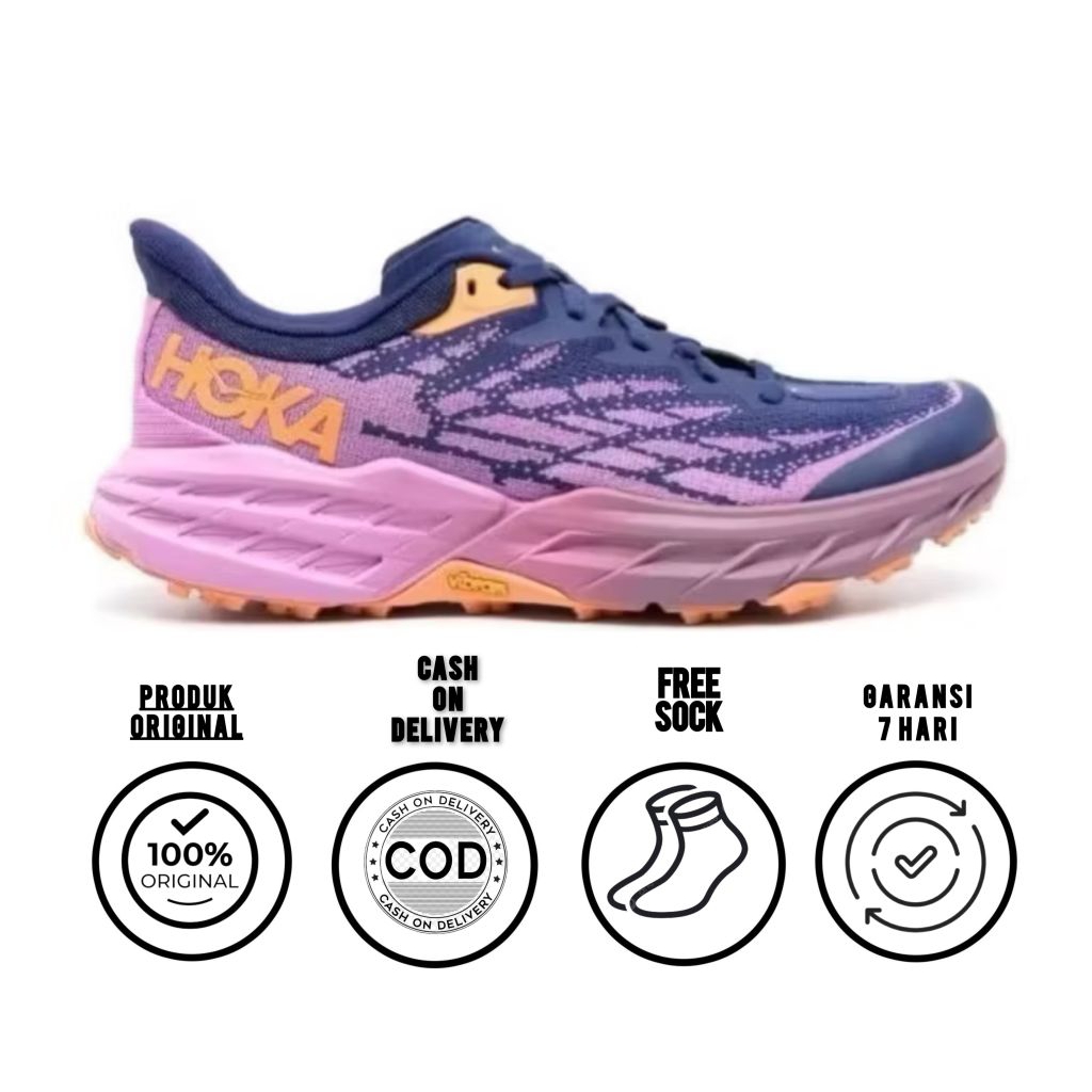 Sepatu trail run hoka speedgoat 5 women's trail - bellwether cyclamen