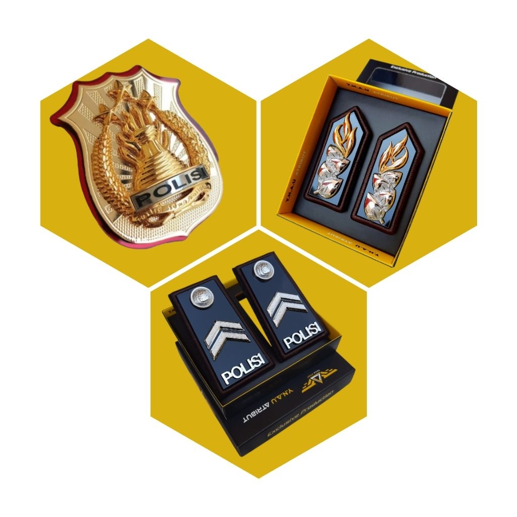 PAKET HEMAT PANGKAT BRIPTU POLRI MIKA LIST BORDIR + PIN MONOGRAM POLRI MIKA LIST BORDIR + PIN KEWENA