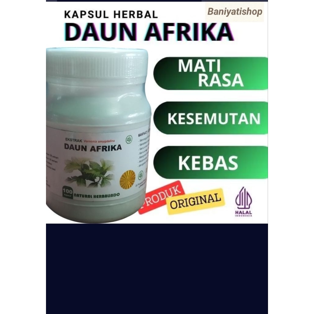herbal daun afrika 100 kapsul, stroke, hypertensi, kebas, kesemutan