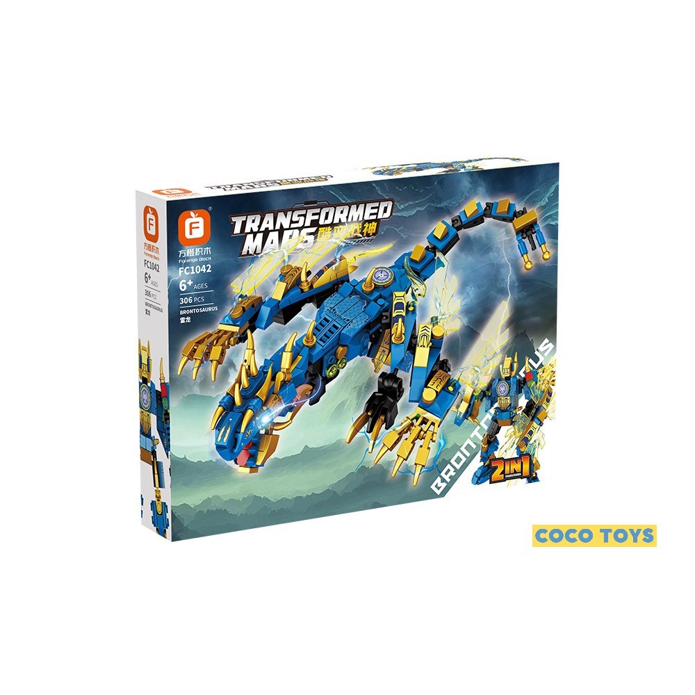 Forange Block Brontosaurus Transformed Mars 2 in 1 FC1042 - Brick Robot dan Naga  - Mainan Balok - M