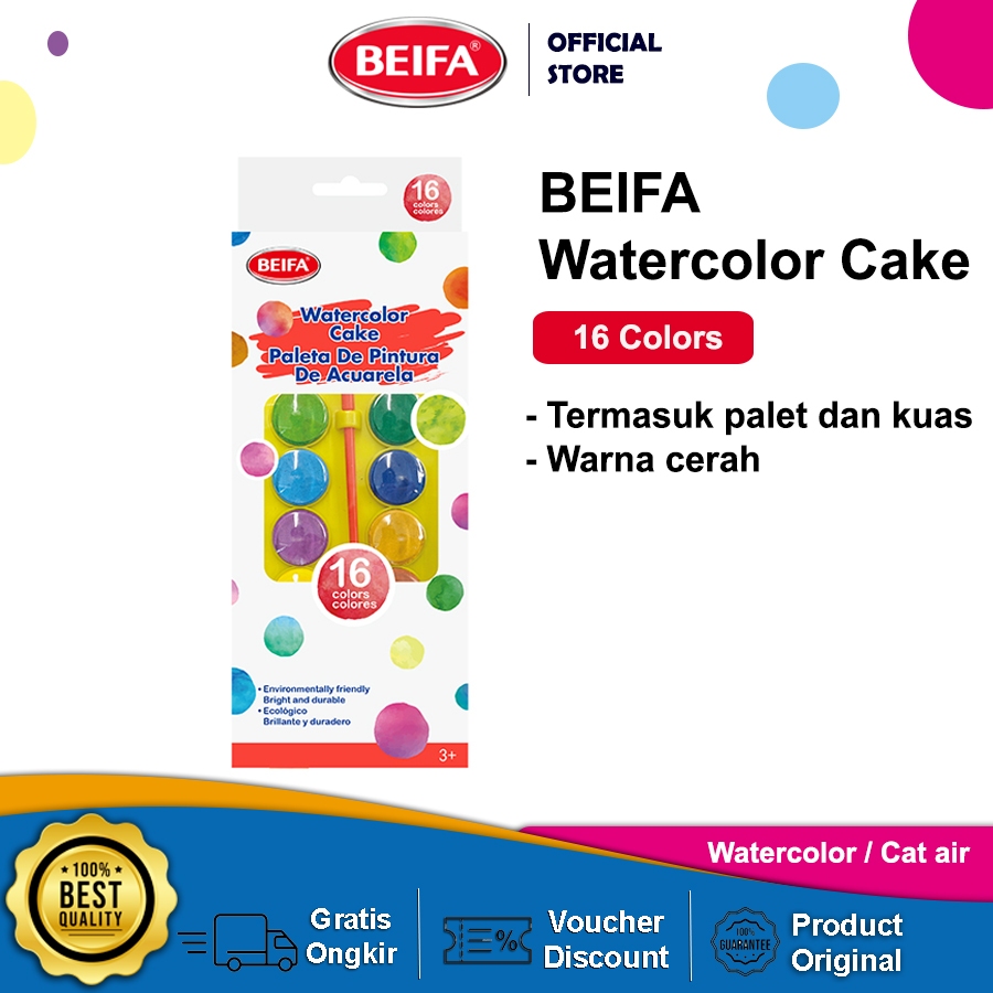

Beifa Cat Air Padat DD107 – Watercolor 12 Warna + Kuas, Warna Cerah & Mudah Dipakai