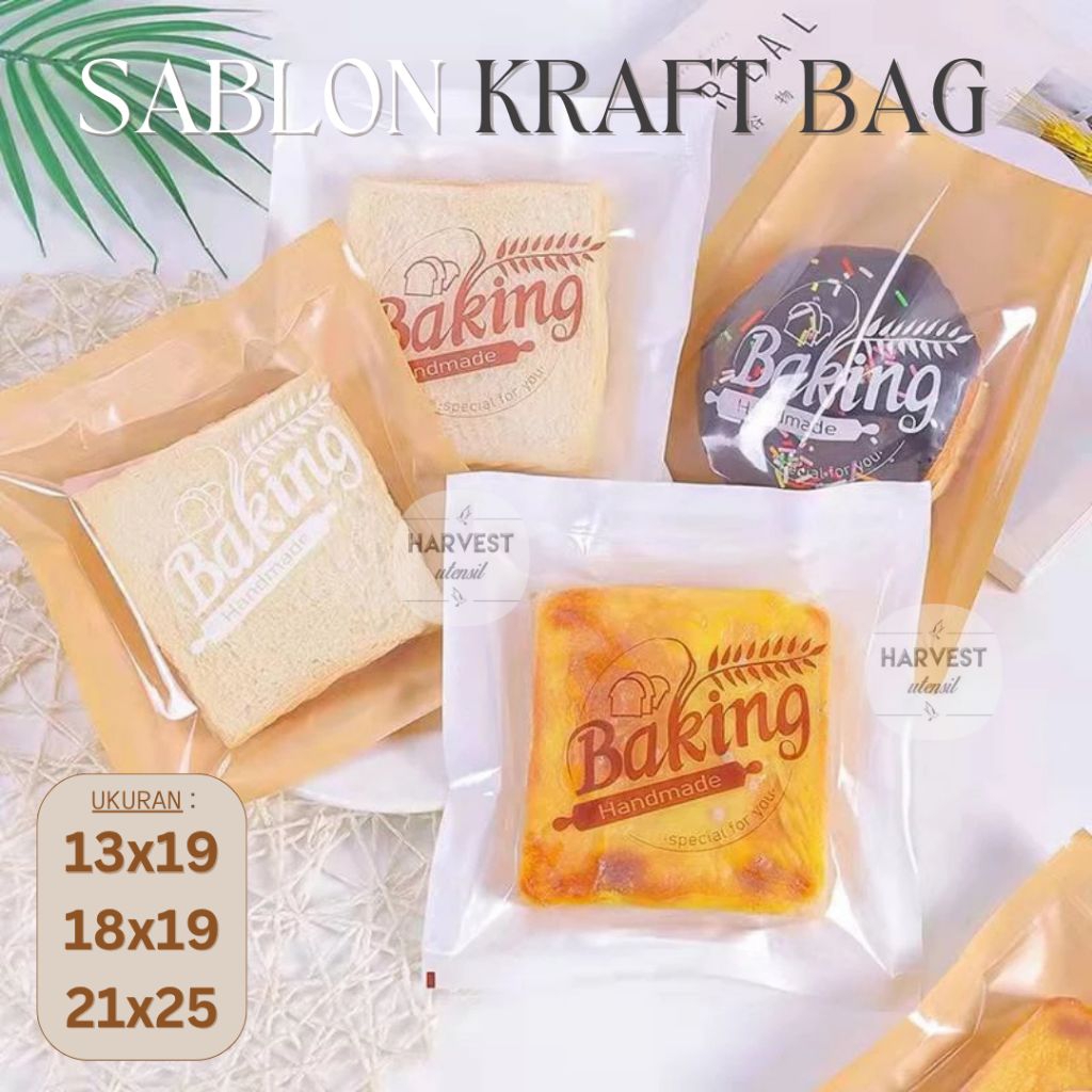 

SABLON LOGO KRAFT BAG / PAPER BREAD BAG / KANTONG ROTI KRAFT 13x19 18x19 21x25