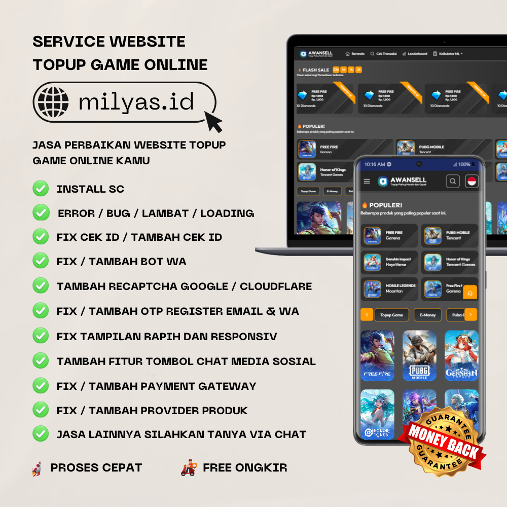 JASA PERBAIKAN FIX ERROR WEBSITE TOPUP GAME ONLINE