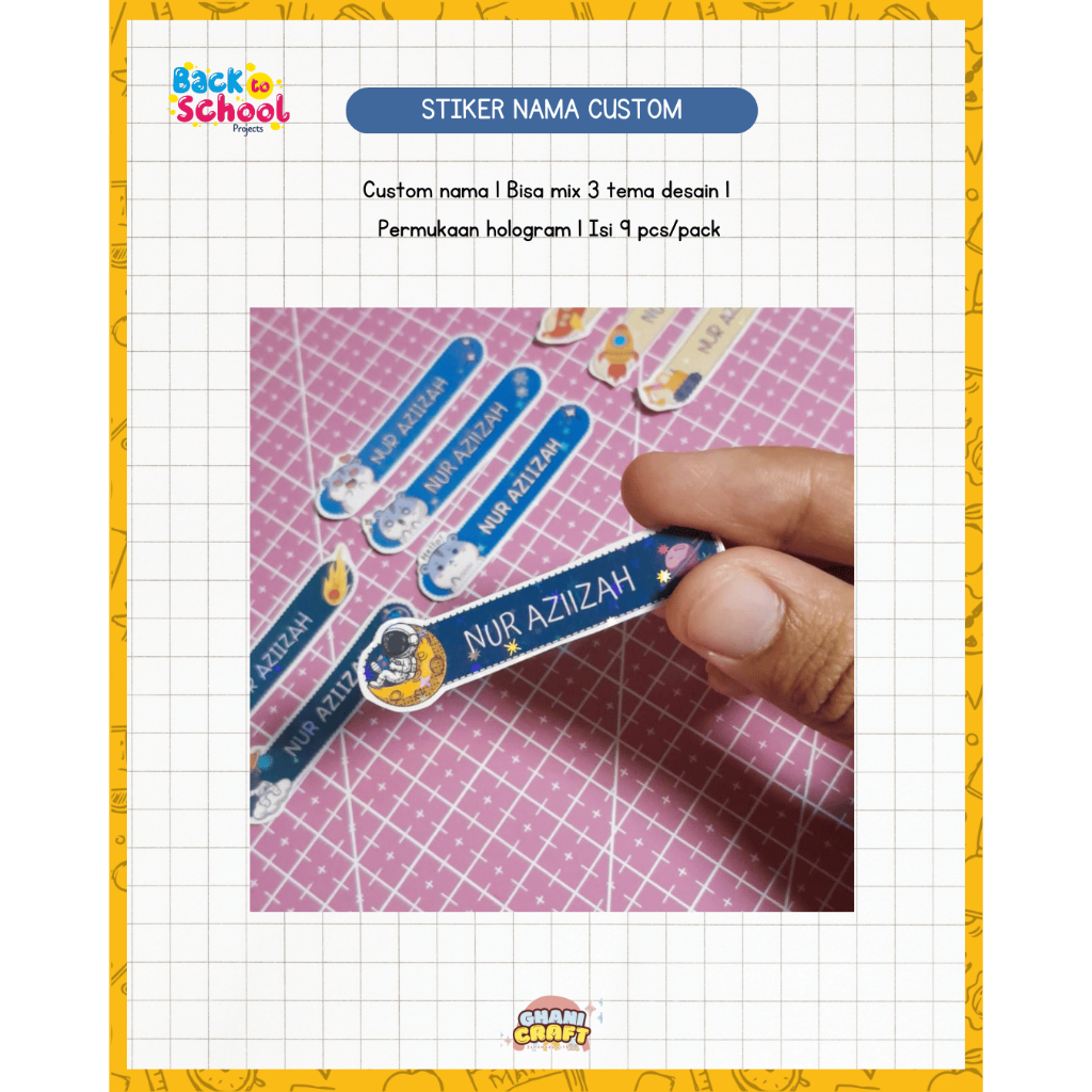 

Stiker Nama Custom Mini untuk Alat Tulis ATK Hologram
