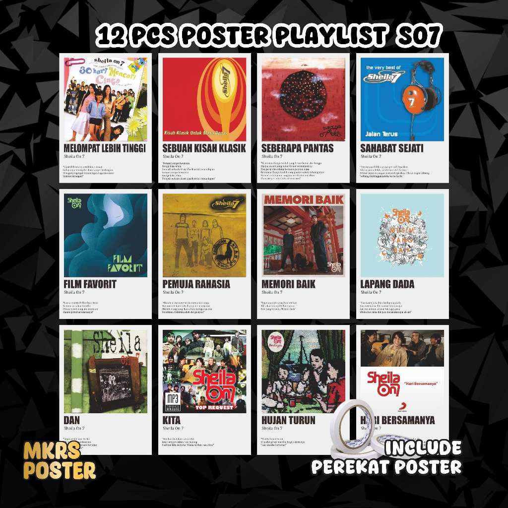 Poster Playlist Sheila On 7 - Size A5 - 12PCS
