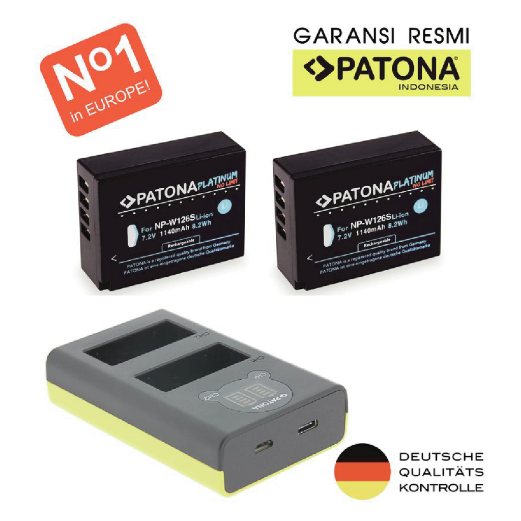 PATONA Battery & Charger for FUJIFILM NP-W126S NP-W126 NPW126 NPW126S Baterai Fuji XA1 XA2 XA3 XA5 X
