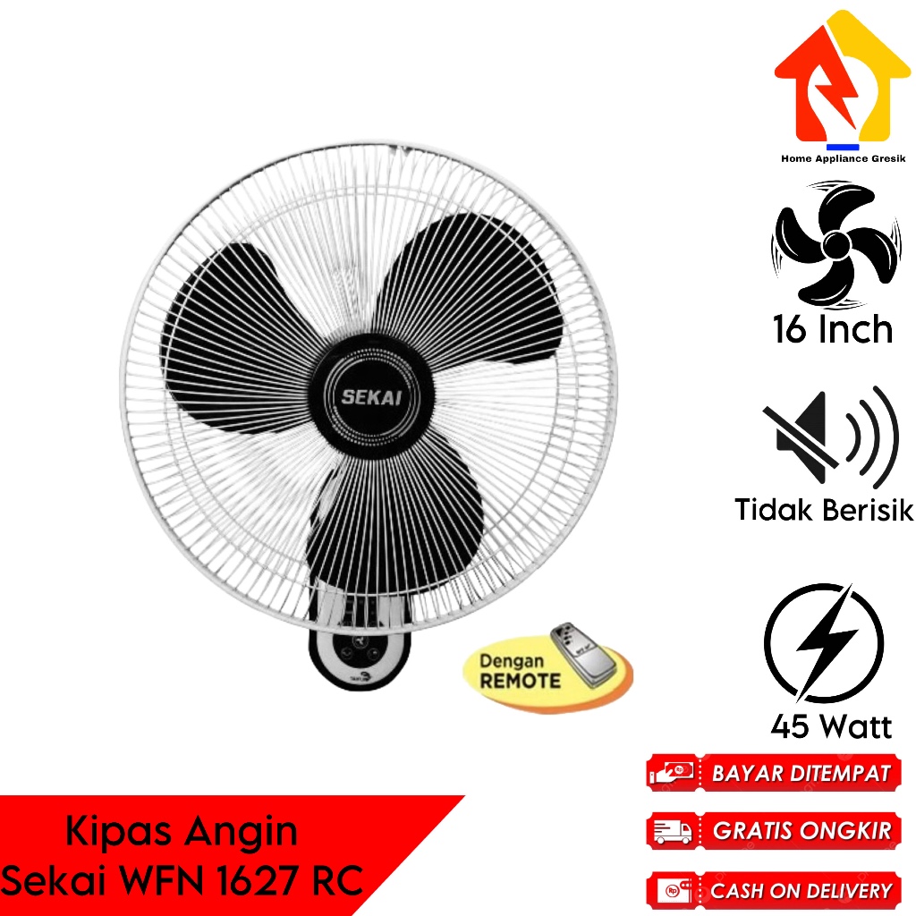 Kipas Angin Dinding Sekai WFN 1627 RC (16 Inch) / Sekai Wall Fan WFN 1627
