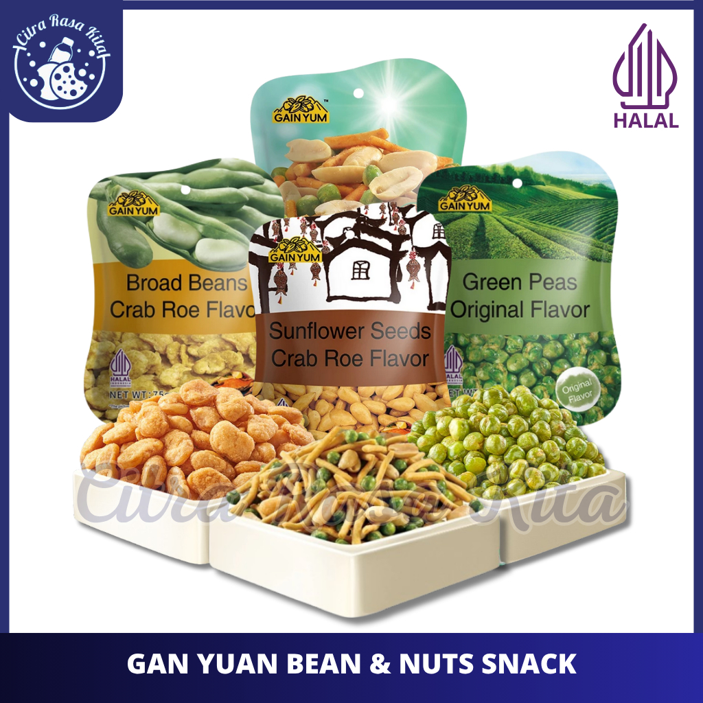 

Gan Yuan Cemilan Kacan-Kacangan Rasa Crab Roe Flavour Beans Peas Original & Sunflower Seed Halal 40g