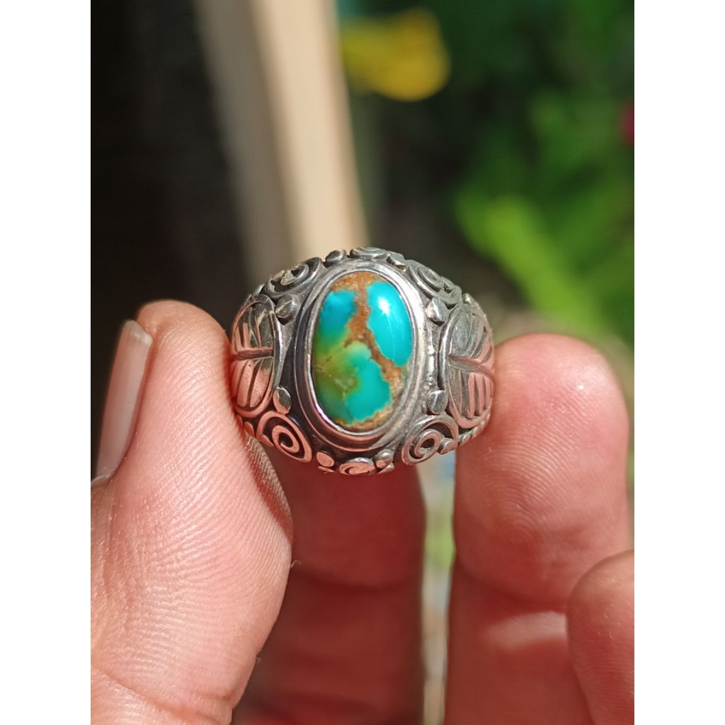 Cincin Pirus Natural – Ring Tribal Ukir Perak