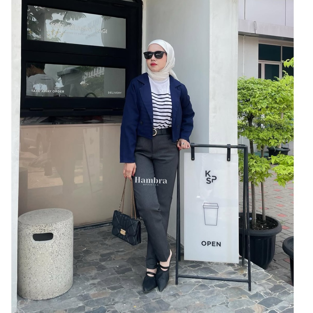 HAMBRA - Celana Kain/ Celana Kerja Wanita Model Resleting Kancing