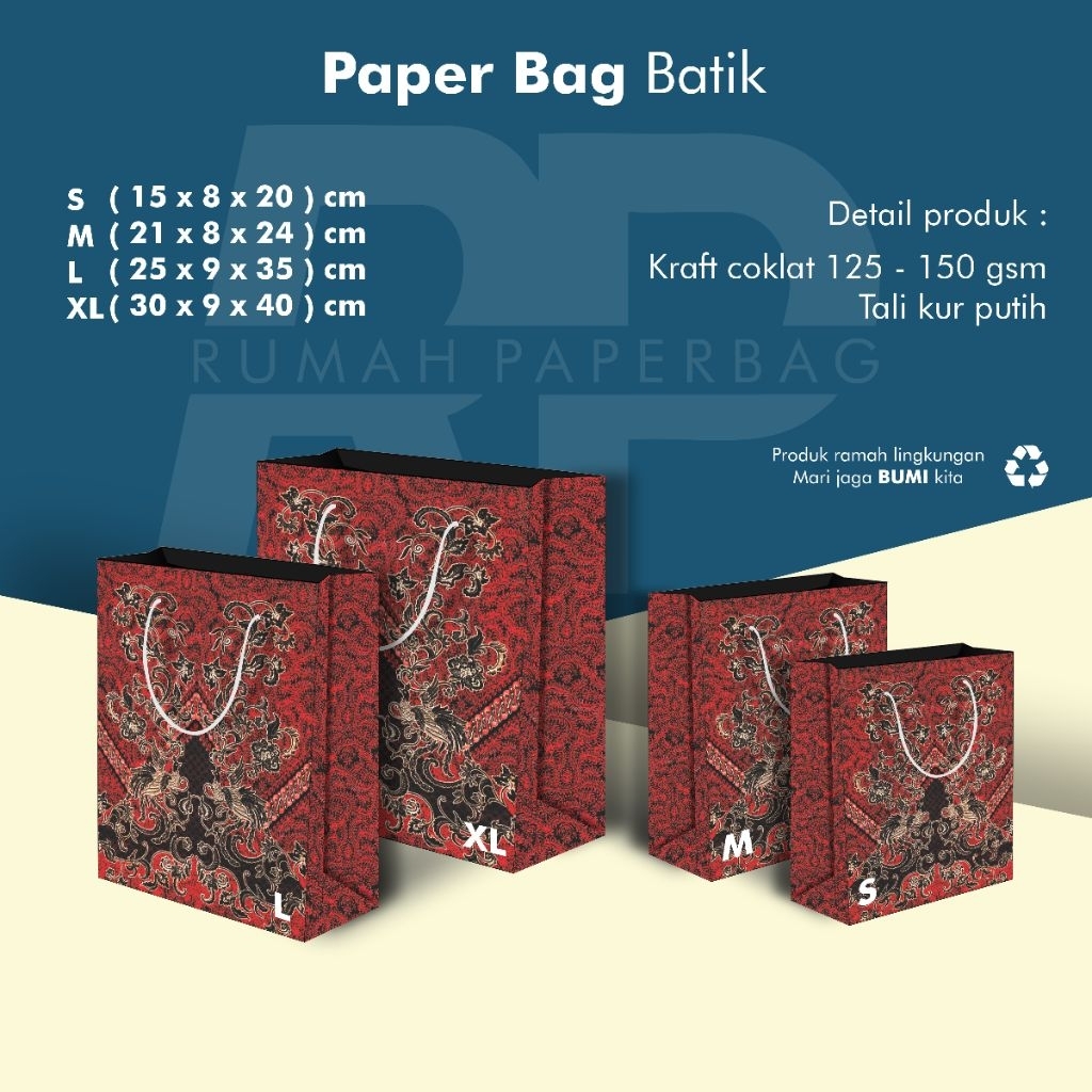 

Paperbag Batik Motif Merah/Biru/Hijau Ukuran S-M-L-XL