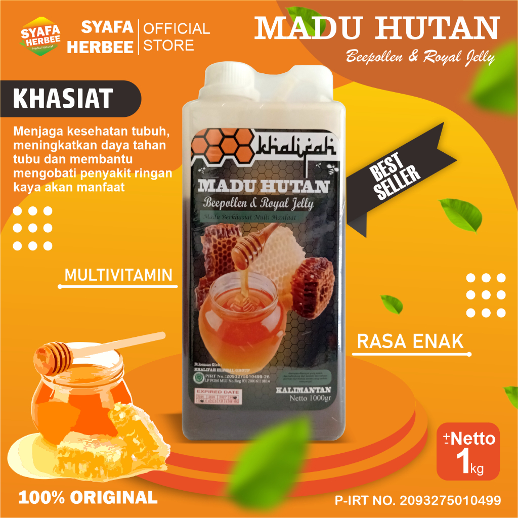 

Madu Hutan Kalimatan Murni Bee pollen Royal jelly 1 Kg KHALIFAH JAMIN ASLI ORIGINAL