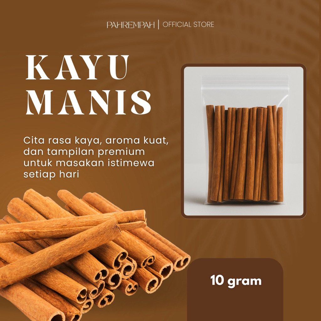 

PAH REMPAH - Kayu Manis Batang 10 gr Cinnamon Stick Grade A Rempah Herbal Aromatik untuk Masak