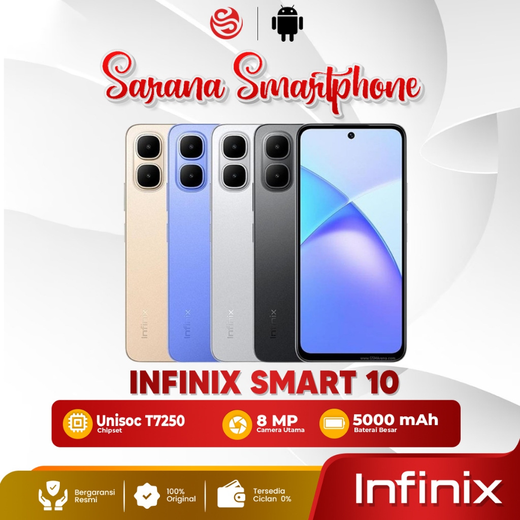 Infinix Smart 10 4/64GB 4/128GB hp 1 jutaan terbaik 2025 Garansi Resmi