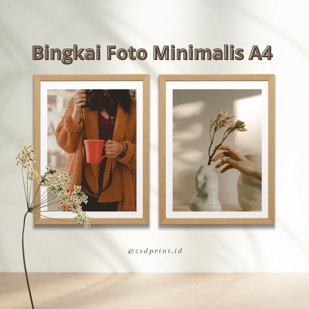 Bingkai Foto A4 Minimalis | Bisa Gantung & Meja | Ada Mika + Penyangga