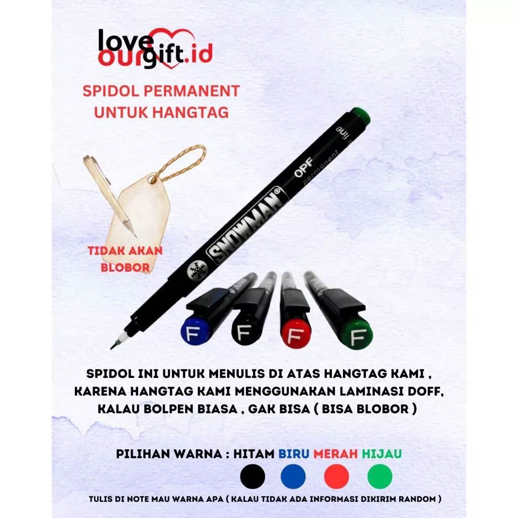 

Bolpen Spidol hangtag anti air untuk permukaan licin plastik, permanent, smooth surface joyko dan snowman