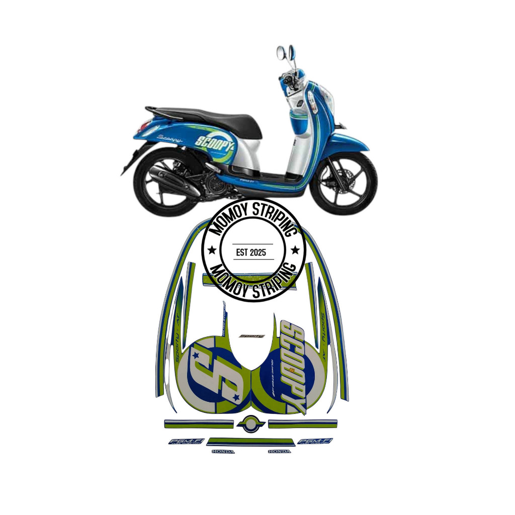 STIKER STRIPING SCOOPY FI 2015 BIRU