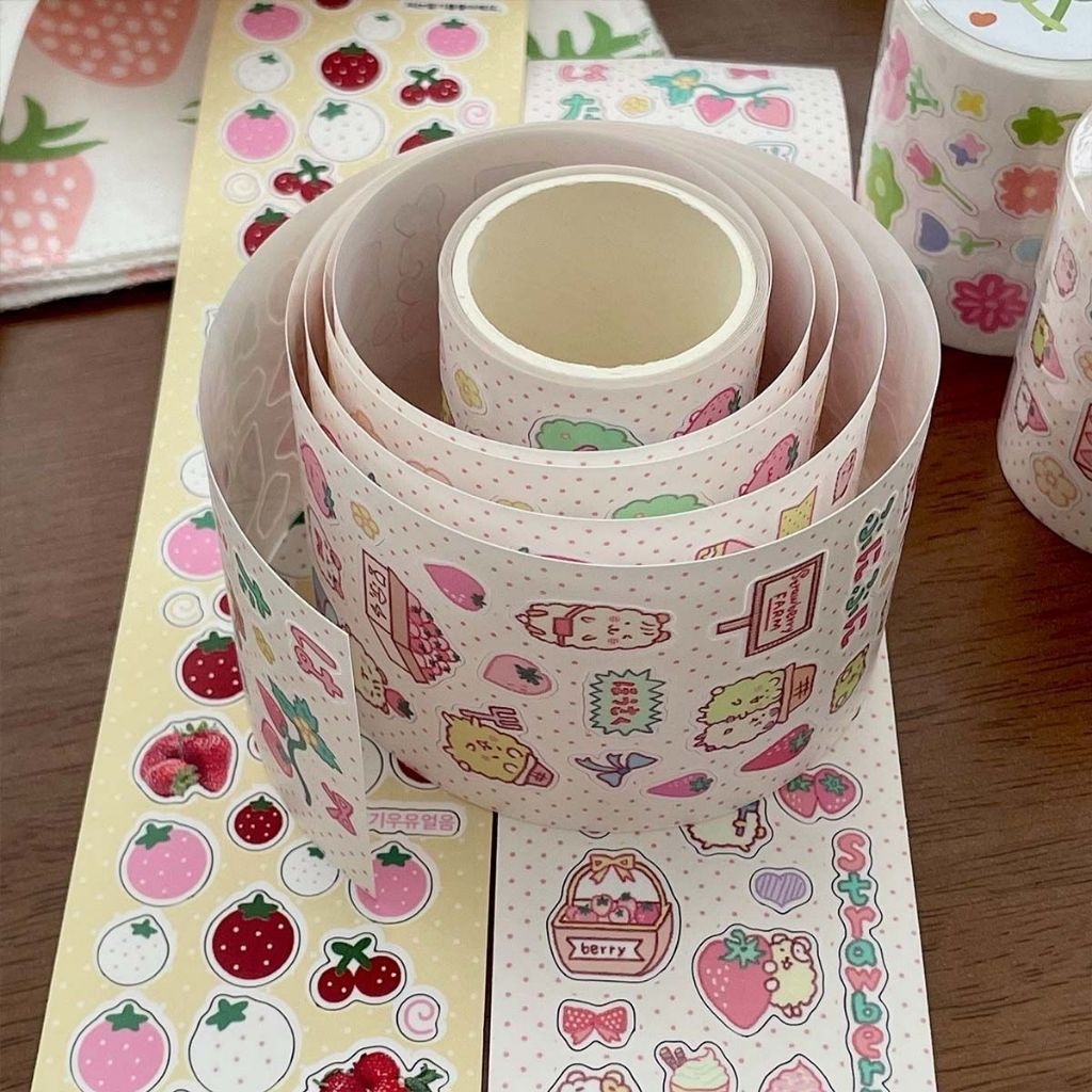 

[WindHeart] 1 sticker roll 210cm wakawaka fruit town strawberry flower food cute material ins style 22576