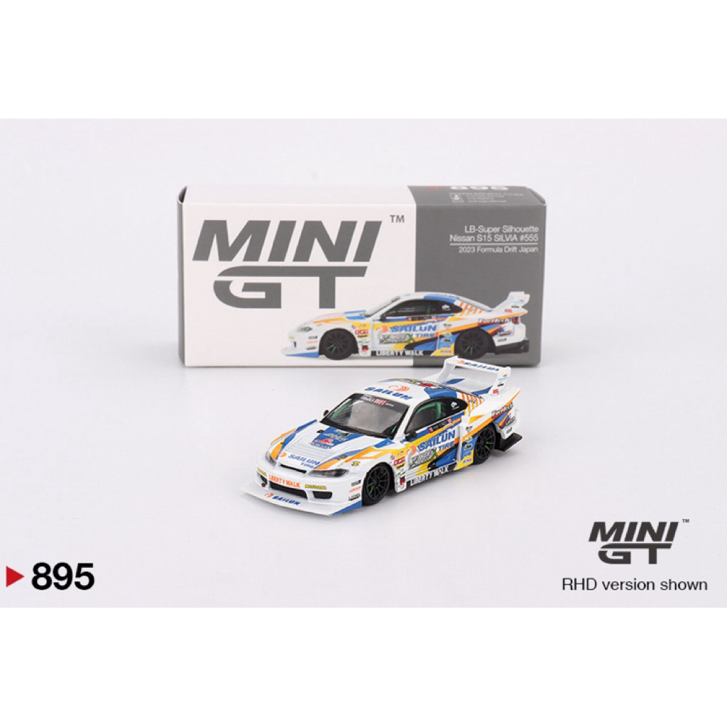 MiniGT Nissan Silvia S15 LBWK LB-Super Silhouette Sailun #555 Formula Drift Japan MGT895