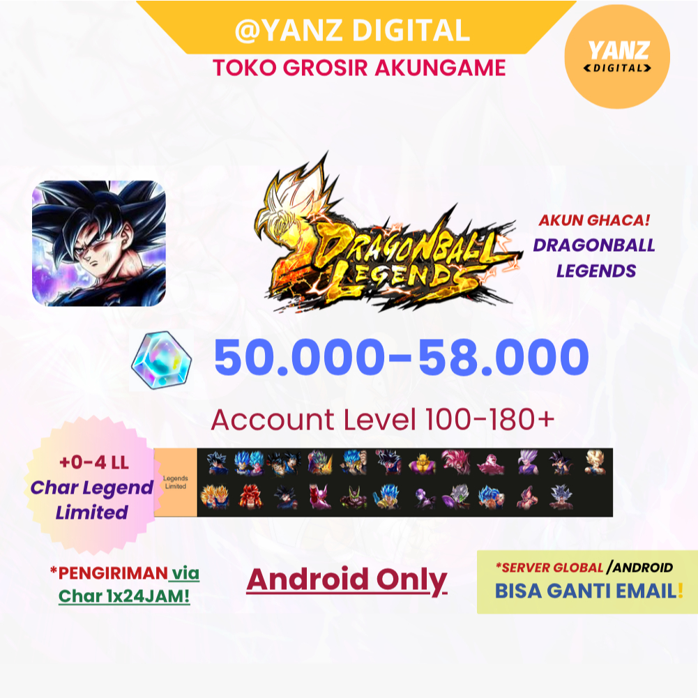 𝑨𝒌𝒖𝒏 Gacha Dragon Ball Legends + Chrono Crystal Murah Bergaransi